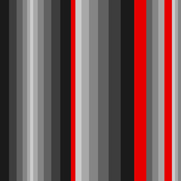 Bold Vertical Stripes Pattern with Contrasting Shades of Grey, Black, White, and Vibrant Red.