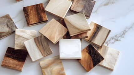 Square wooden coasters with varied natural wood grain patterns.