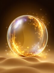 Glowing Orb of Light on Sandy Dunes.