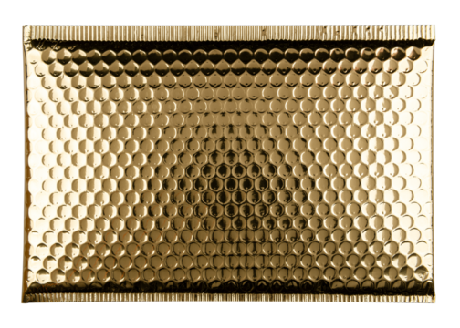 Gold bubble mailer png, shipping packaging design, transparent background
