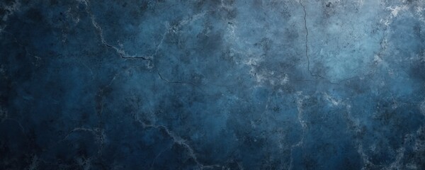 Obraz premium Dark blue textured concrete wall backdrop, with marble-like veins and fine cracks. Grungy industrial surface offers a rough, aged, and distressed look for design elements.