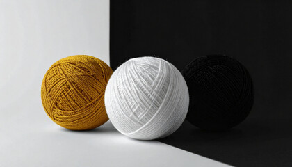 Black, white, and gold knitting yarn background