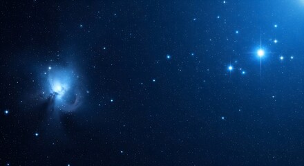 Fototapeta premium A deep space background with bright stars, a distant galaxy, and cosmic nebula. An astronomy themed image of the universe and cosmos.