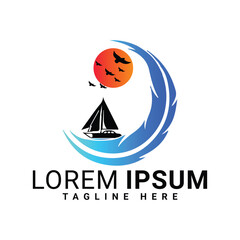logo, icon, vector, business, sign, company, symbol, boat, illustration, water, element, concept, travel, circle, yacht, logotype, silhouette, logos, identity, sea