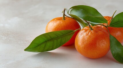 Fresh tangerines with vibrant green leaves for healthy recipes and summer citrus promotions that feel refreshing
