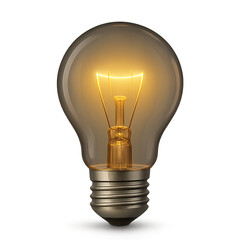 Bright glowing light bulb isolated on white background symbolizing innovation and energy
