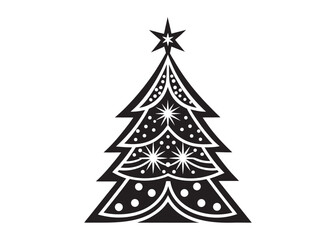 christmas tree logo silhouette vector, pine tree silhouette  logo vector illustration, christmas tree vector silhouette with star decorative, christmas tree decoration logo silhouettes vector 