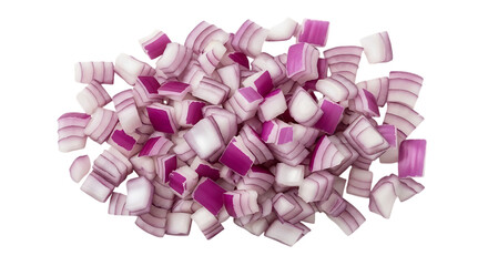 Diced red onion pieces piled high against a black backdrop ready for cooking and adding flavor to your favorite recipes and culinary creations