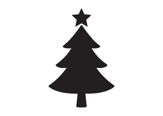 christmas tree logo silhouette vector, pine tree silhouette  logo vector illustration, christmas tree vector silhouette with star decorative, christmas tree decoration logo silhouettes vector 