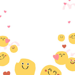 PNG frame of cute doodle emoji with heart sign