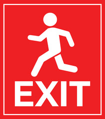Emergency exit sign with running man vector illustration for safety and evacuation isolate