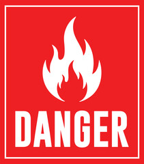 Danger sign with flame warning icon for flammable materials vector illustration isolated o