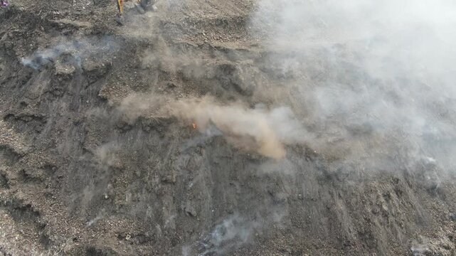 Aerial drone clip of Jahangirpuri landfill in Delhi  Garbage dump