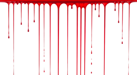 Dripping red liquid paint or blood effect for halloween or horror themed designs and artistic compositions