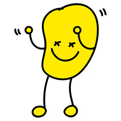 Cute dancing potato chip character sticker design element