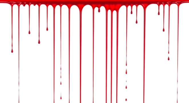 Dripping red liquid paint or blood effect for halloween or horror themed designs and artistic compositions