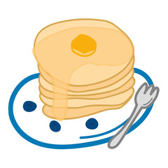Cute stack of pancakes doodle sticker with a white border design element