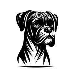 Boxer dog vector illustration. Diversity of breeds, pet and friend for human. Vet clinic professional services, grooming salon and dog food decoration