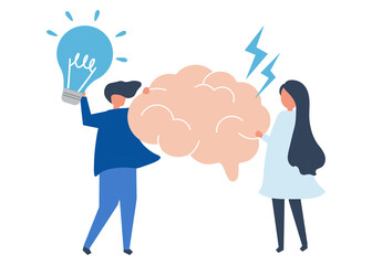 Ideas & brainstorm png cartoon clipart, business illustration on transparent background