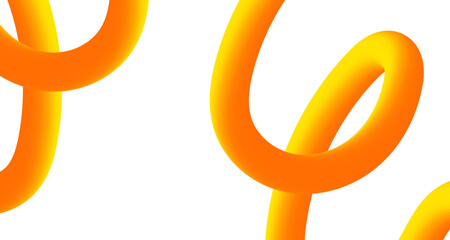 3D shape png. Bright Orange and Yellow 3D Gradient Abstract Curvy Shape Isolated on White Background. 
