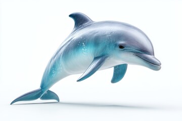 Obraz premium A stunningly rendered dolphin, showcasing graceful movement and sleek aquatic form. Its polished, glossy texture reflects the underwater light.