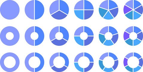 Pie chart color icon. Circle section graph. infographic elements set. Circle icons for infographics. 
