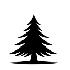 Obraz premium Black and white vector silhouette of a christmas tree on white background
