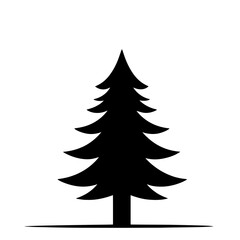Obraz premium Black and white vector silhouette of a christmas tree on white background