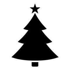 Fototapeta premium Black and white vector silhouette of a christmas tree on white background