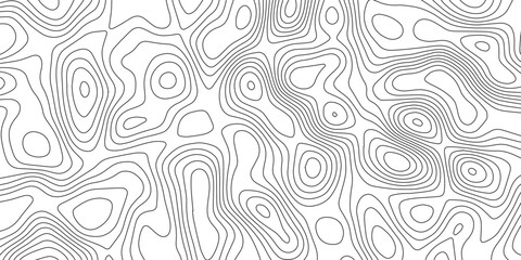 Abstract Black and White Topographic Contour Lines Seamless Pattern.