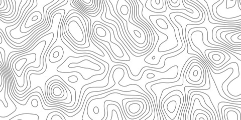 Abstract Black and White Topographic Contour Lines Seamless Pattern.