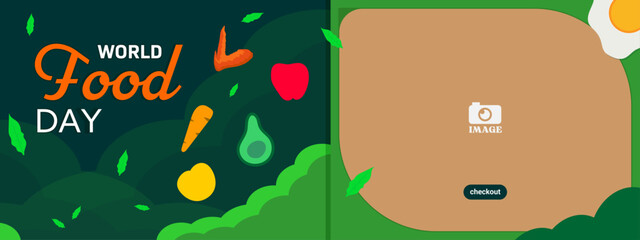 world food day. Banner design with organic food illustration for life health