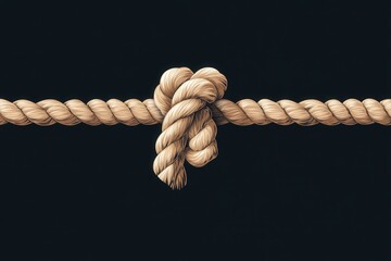 Detailed illustration of a tied rope knot on a dark background.