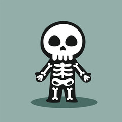 Cute Chibi Skeleton Character Illustration