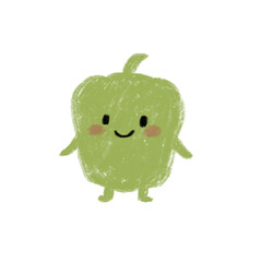 ​Cute Green Bell Pepper Mascot Hand Drawn Illustration