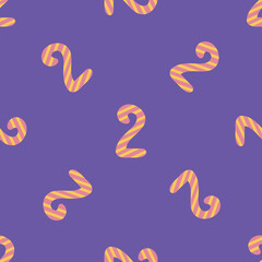 Seamless Pattern of Striped Number Two. Birthday. Endless textures for your design