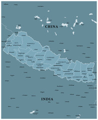 Nepal - detailed political map of the country with regions and major cities.