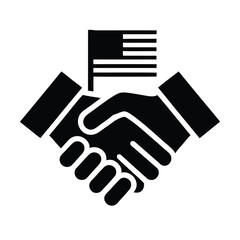 Obraz premium A handshake with american flag on top in black color