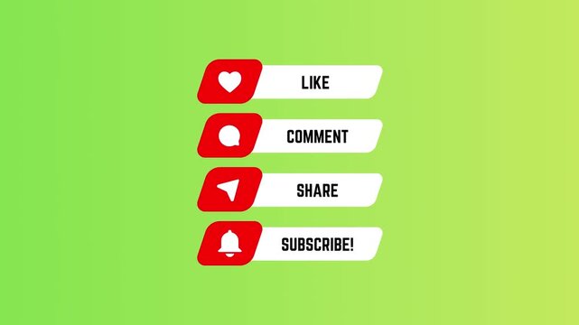 Animated kinetic youtube like comment share subscribe cta call to action animation subscriber subscribed