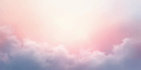 Soft pastel pink and blue clouds illuminated by gentle sunlight creating a dreamy and ethereal sky background