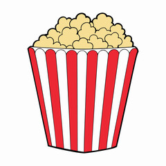 A warm, striped basket overflowing with golden, fluffy popcorn, perfect for movie nights, snacks, or sharing joy with family and friends in a cozy, fun vibe.
