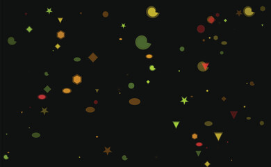 Abstract Confetti Background with Geometric Shapes on Dark Canvas Design
