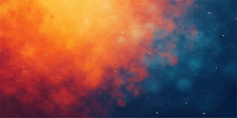 Vibrant abstract watercolor texture with swirling orange and blue hues reminiscent of a cosmic nebula or galaxy © Ashraful