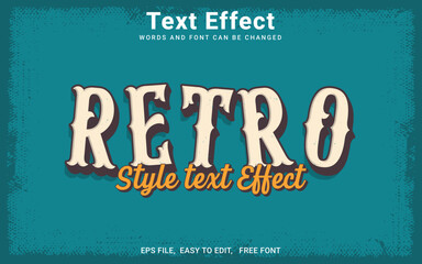 Naklejka premium Editable vintage retro text effect, Retro style text effect in Illustrator