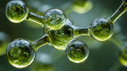 Molecular Structure. Close-up of a green molecular structure