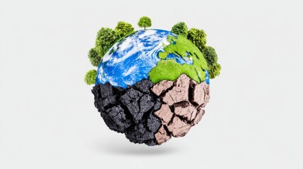 Save the future earth's lush environment and desolate landscapes a global call to action visually striking concept