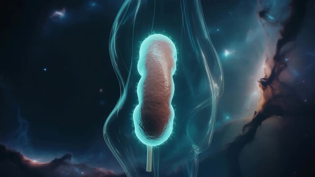 Human kidney anatomy glowing with cyan light, representing health, medical science, and futuristic biotechnology