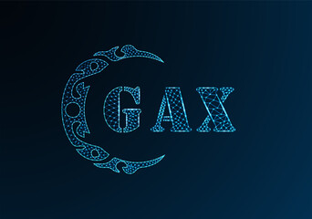 Low poly letter logo GAX design. GAX letter logo low poly vector design on blue color gradient background. GAX logo low poly design