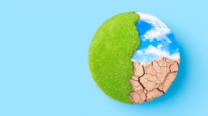 Save the earth balancing green fields and dry lands a glimpse of our future environment
