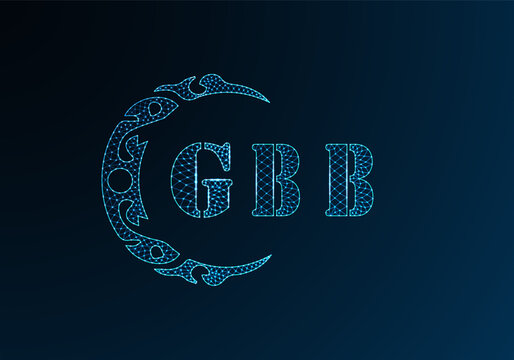 Low poly letter logo GBB design. GBB letter logo low poly vector design on blue color gradient background. GBB logo low poly design